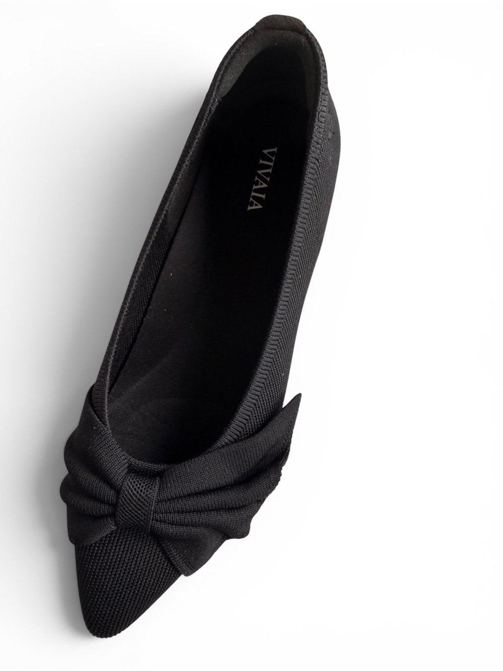 VIVAIA Black Pointed Toe Bow Azura Flats Women's US 8.5 Washable Knit Slip On